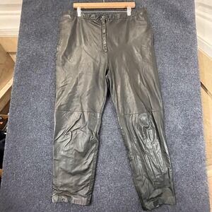 Vintage Pia Rucci Leather Pants Womens Large Black High Waist Tapered Korea 90s